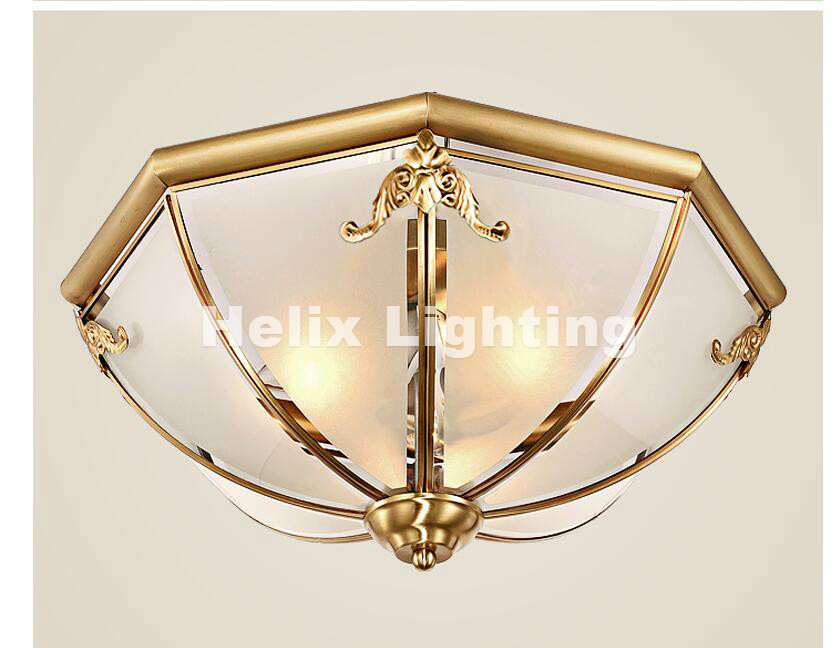 bronze retro copper frosted glass foyer e27 led ceiling light lustre electroplated brass lights bedroom loft lamp