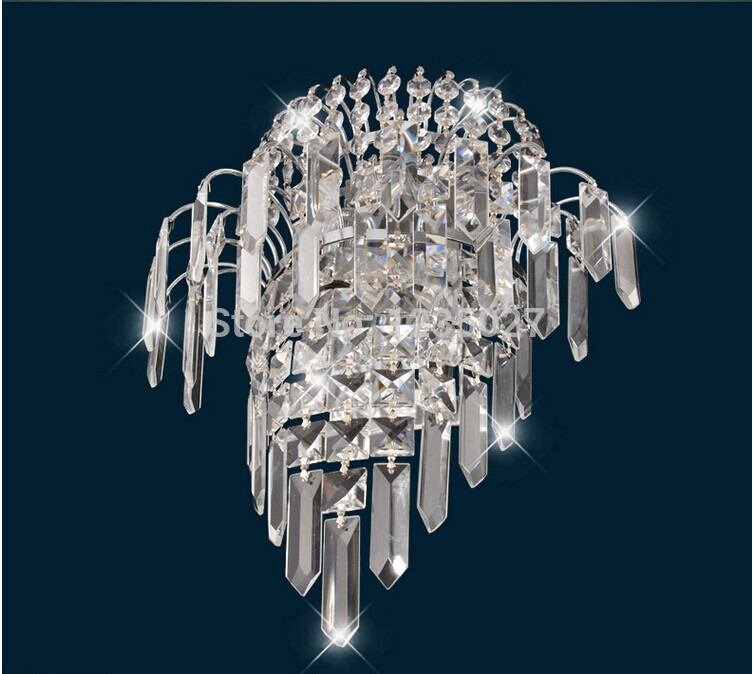 chrome modern fashion wall lamps crystal wall light crystal e14 wall mounted lights w300mm h390mm