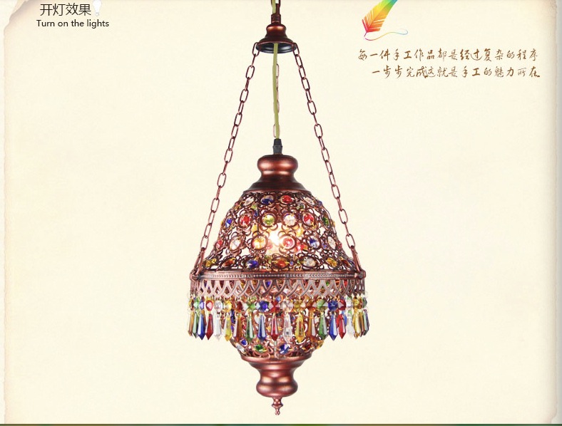 colorful crystal pendant lamps lighting fixtures, 1l bohemian style iron ceiling pendant lamps,ac110-240v