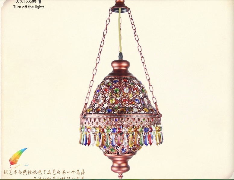 colorful crystal pendant lamps lighting fixtures, 1l bohemian style iron ceiling pendant lamps,ac110-240v