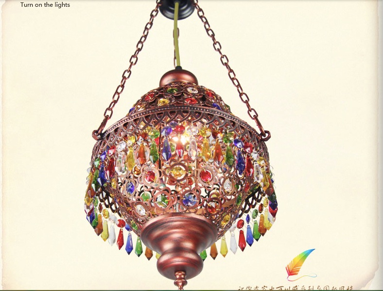 colorful crystal pendant lamps lighting fixtures, 1l bohemian style iron ceiling pendant lamps,ac110-240v