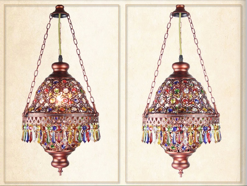 colorful crystal pendant lamps lighting fixtures, 1l bohemian style iron ceiling pendant lamps,ac110-240v