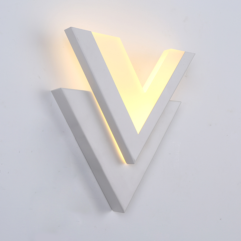 creative 6w 220v led wall lamp simple minimalist fashion living room luminous lighting sconce v-shaped mordern decoration light