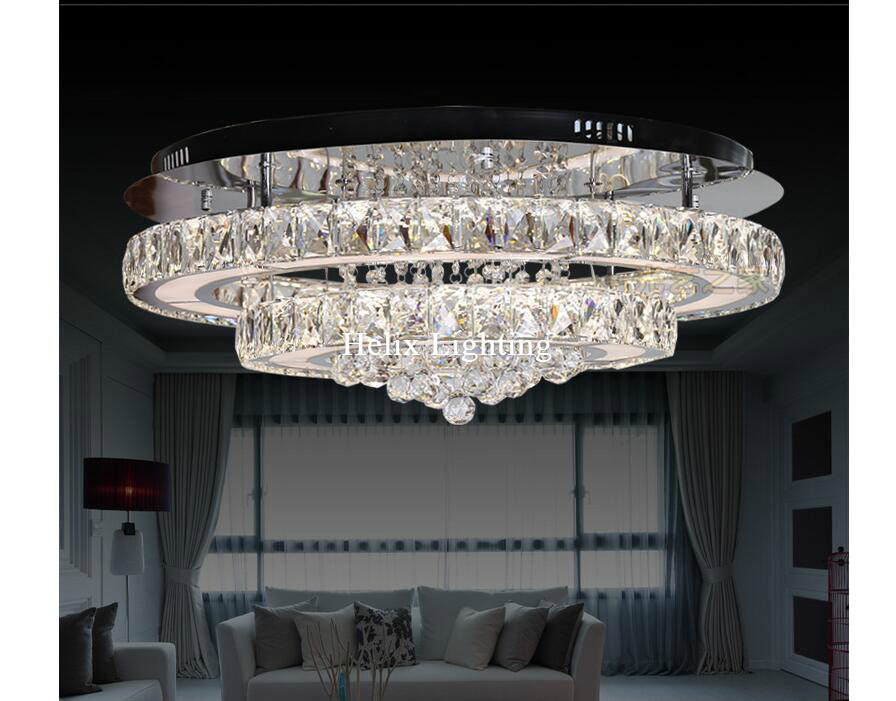 crystal modern led ceiling lights living room bedroom circle rings cristals avize indoor dec modern ceiling lamp