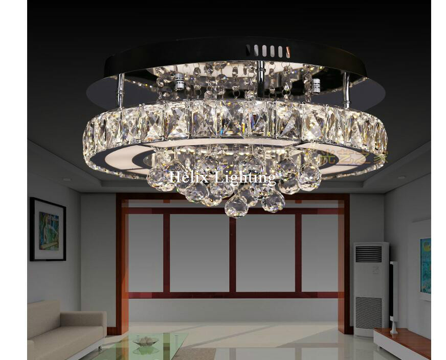 crystal modern led ceiling lights living room bedroom circle rings cristals avize indoor dec modern ceiling lamp