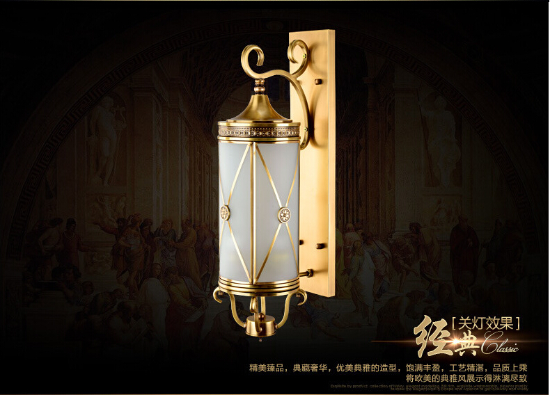 d170mm h640mm three heads american classical copper art bronze wall lampbrass glass wall sconce ac guaranteed