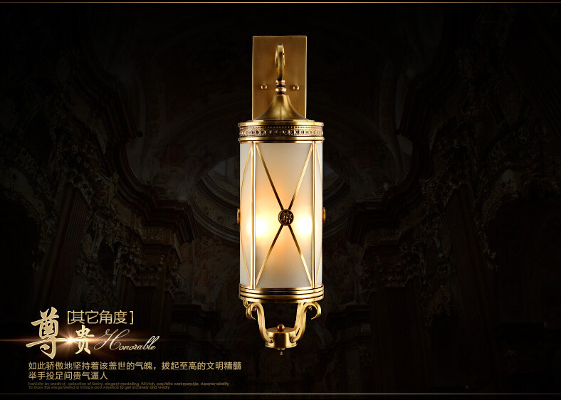 d170mm h640mm three heads american classical copper art bronze wall lampbrass glass wall sconce ac guaranteed