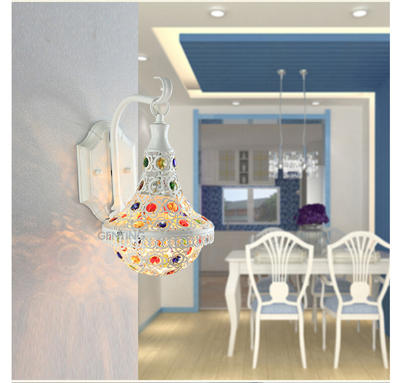 d180mm h300mm white modern home tiffany crystal wall lamp mixed color white diner light bar/ cafe light ac90-265v