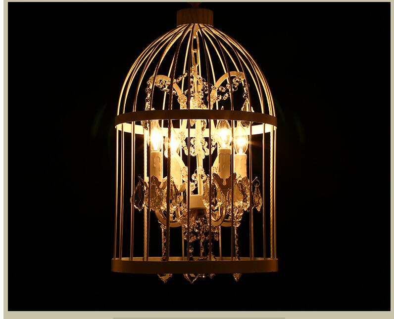 d35cm nordic birdcage crystal pendant lights iron cage home decor american vintage lamp retro lamparas colgantes