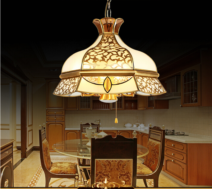 d50cm h40cm 40w brass pendant lamp,1 lights,e27 vintage total copper glass ac110v/220v