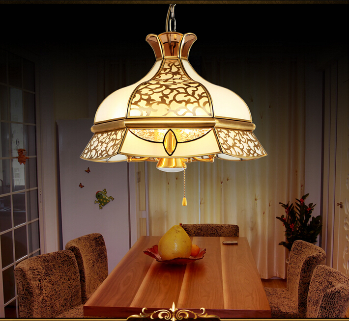 d50cm h40cm 40w brass pendant lamp,1 lights,e27 vintage total copper glass ac110v/220v