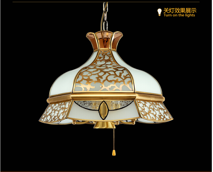 d50cm h40cm 40w brass pendant lamp,1 lights,e27 vintage total copper glass ac110v/220v