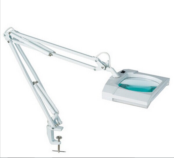 desktop magnifier lamp with 2x9w pl light source 3d(1.75x ) wide-angle magnifier clip-on work fold table light