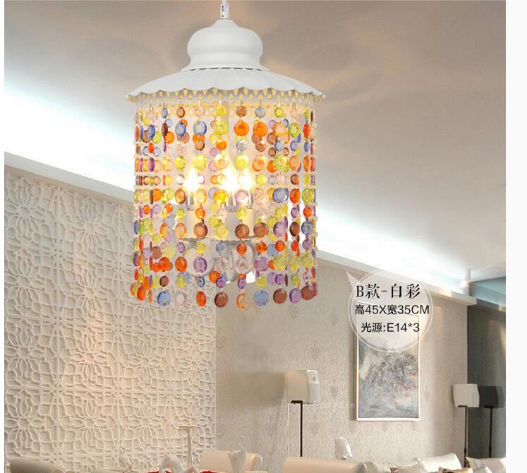 e14 d420mm crystal pendant lamps lighting,3 heads bohemian iron bar pendant light colorful crystal pendant light