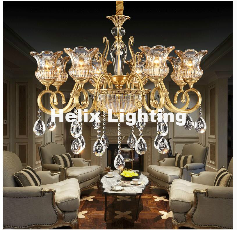 european bronze crystal chandelier light fixture brass luxurious crystal lustre lamp led brass color chandelier