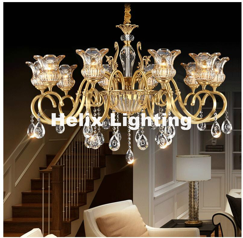 european bronze crystal chandelier light fixture brass luxurious crystal lustre lamp led brass color chandelier