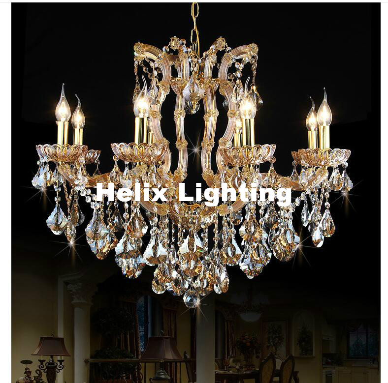 european candle chandelier crystal lighting fixture golden e14 modern incandescent luminaire lustres pendentes ac el lighting