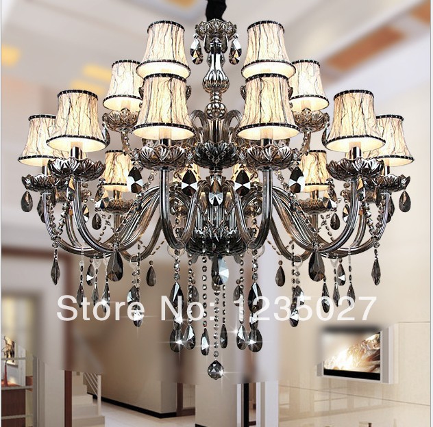 fast 18 lights smoky grey fashion of luxury crystal large chandelier modern crystal chandelier lighting