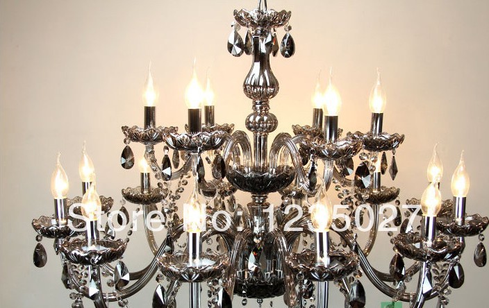 fast 18 lights smoky grey fashion of luxury crystal large chandelier modern crystal chandelier lighting