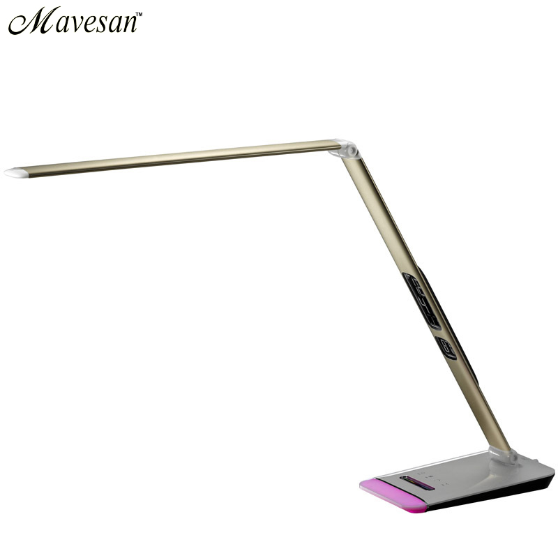 folding eye protection led reading study light with calendar alarm colck for business or study desk lamp