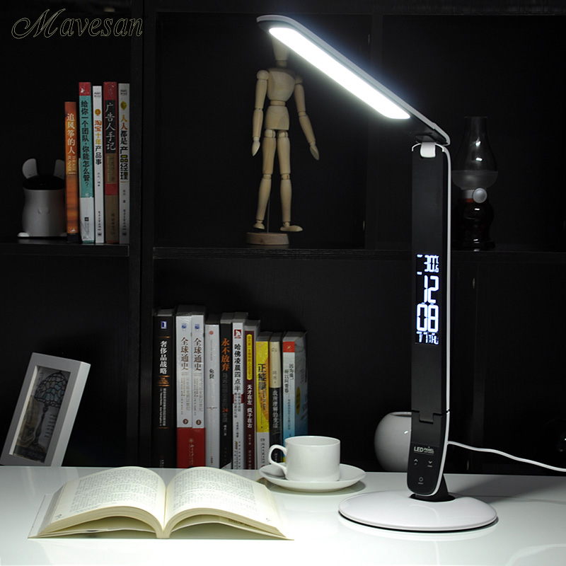 folding led table lamp rechargeable led desk lamp eye protection portable led light with calendar alarm colck