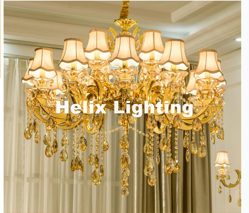 gold finishing lustres chandelier genuine vintage crystal chandelier e14 led golden chandelier shades included