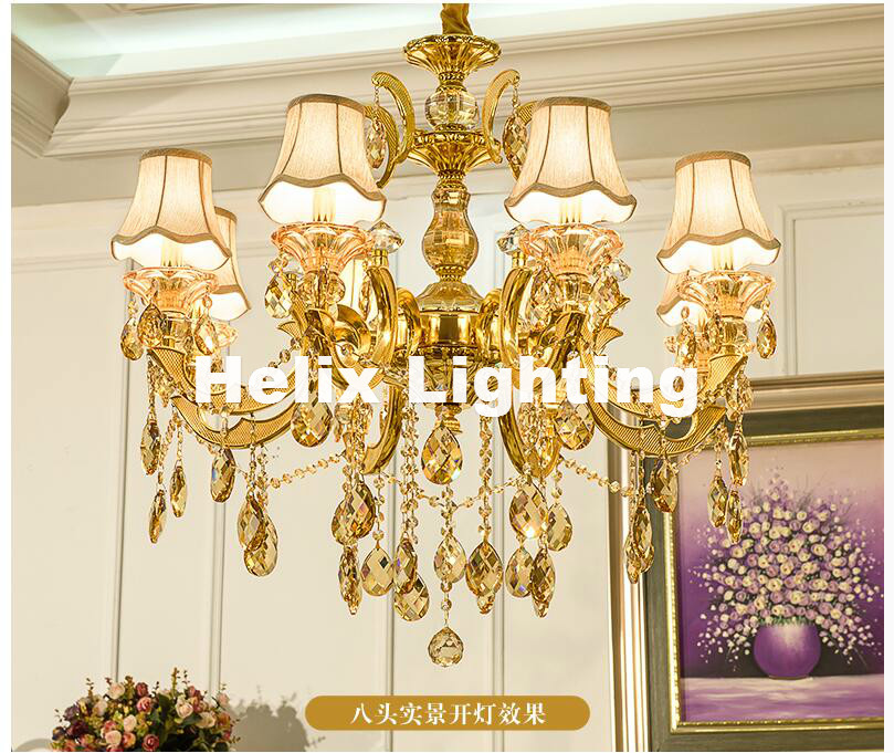 gold finishing lustres chandelier genuine vintage crystal chandelier e14 led golden chandelier shades included