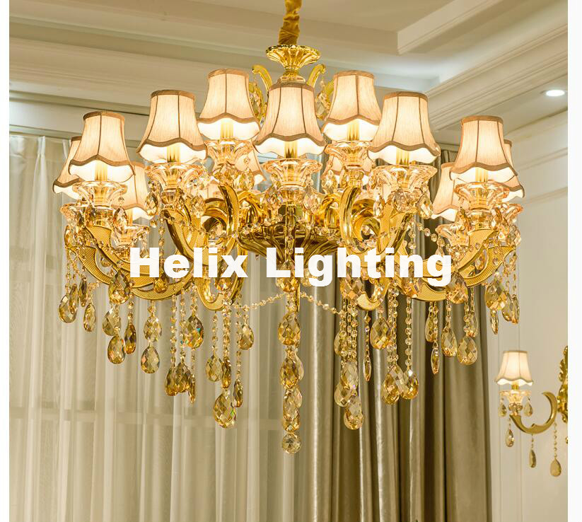 gold finishing lustres chandelier genuine vintage crystal chandelier e14 led golden chandelier shades included