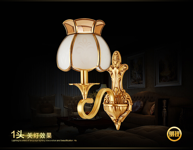 golden brass wall lamp indoor wall sconce lighting 1l and 2l design copper wall light decoration lamp