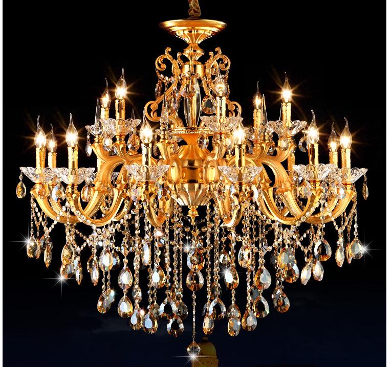 golden luxurious k9 crystal chandelier zinc alloy lustres de cristal chandeliers 6 arms optional home decoration