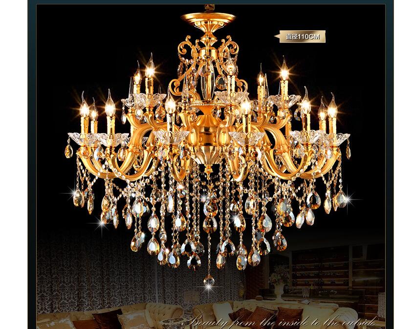 golden luxurious k9 crystal chandelier zinc alloy lustres de cristal chandeliers 6 arms optional home decoration