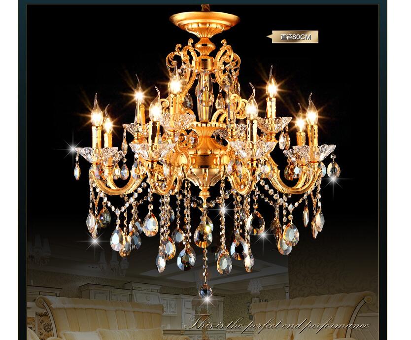 golden luxurious k9 crystal chandelier zinc alloy lustres de cristal chandeliers 6 arms optional home decoration