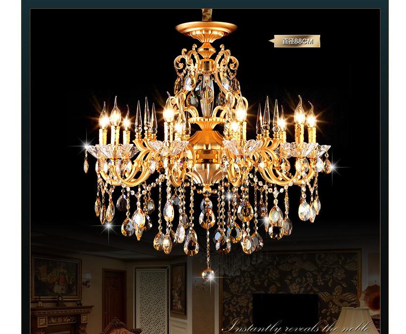 golden luxurious k9 crystal chandelier zinc alloy lustres de cristal chandeliers 6 arms optional home decoration