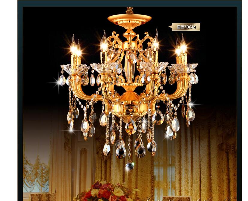 golden luxurious k9 crystal chandelier zinc alloy lustres de cristal chandeliers 6 arms optional home decoration