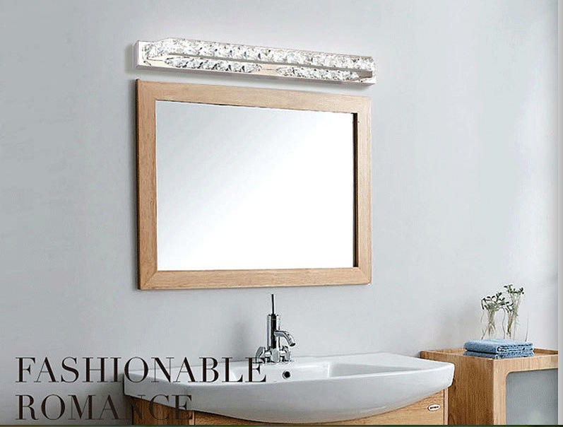 good quality 10w 40cm long crystal wall lamp led bathroom mirror lights fixture indoor stainless steel ac