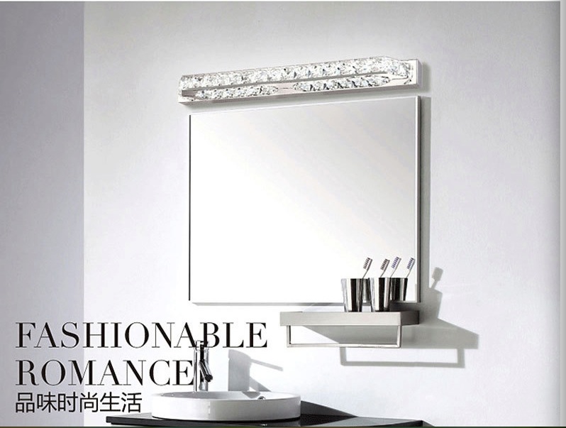 good quality 10w 40cm long crystal wall lamp led bathroom mirror lights fixture indoor stainless steel ac