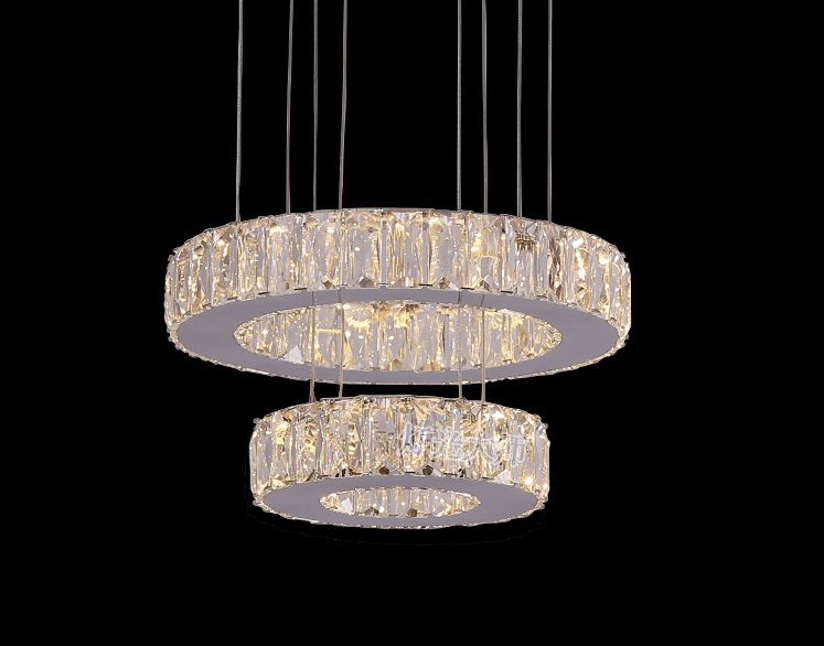 k9 diamond ring led crystal pendant light modern led lighting circles hanging lamp guarantee two sizes