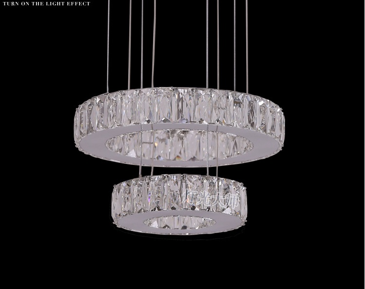 k9 diamond ring led crystal pendant light modern led lighting circles hanging lamp guarantee two sizes