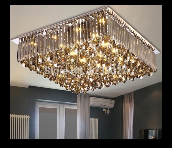 led crystal ceiling lamp modern square and round crystal chandelier flush mount lighting for office el room