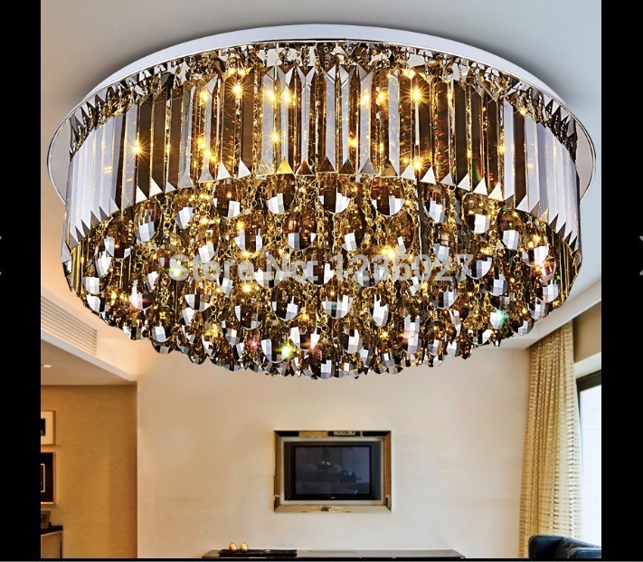 led crystal ceiling lamp modern square and round crystal chandelier flush mount lighting for office el room