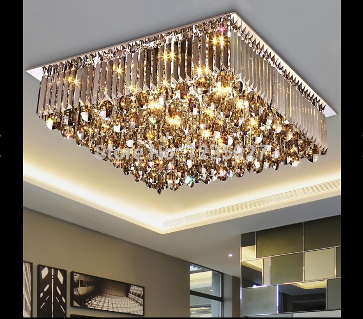 led crystal ceiling lamp modern square and round crystal chandelier flush mount lighting for office el room