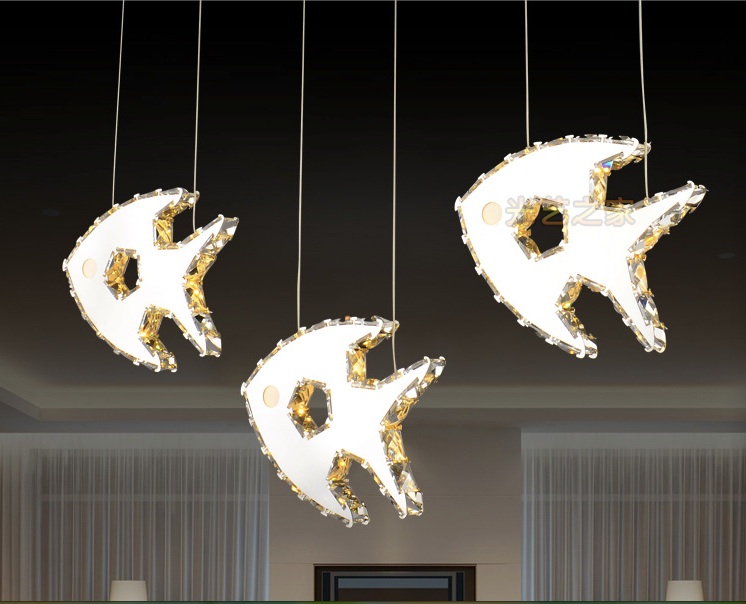 led modern fish design crystal ceiling light fitting crystal lamp guarantee fast