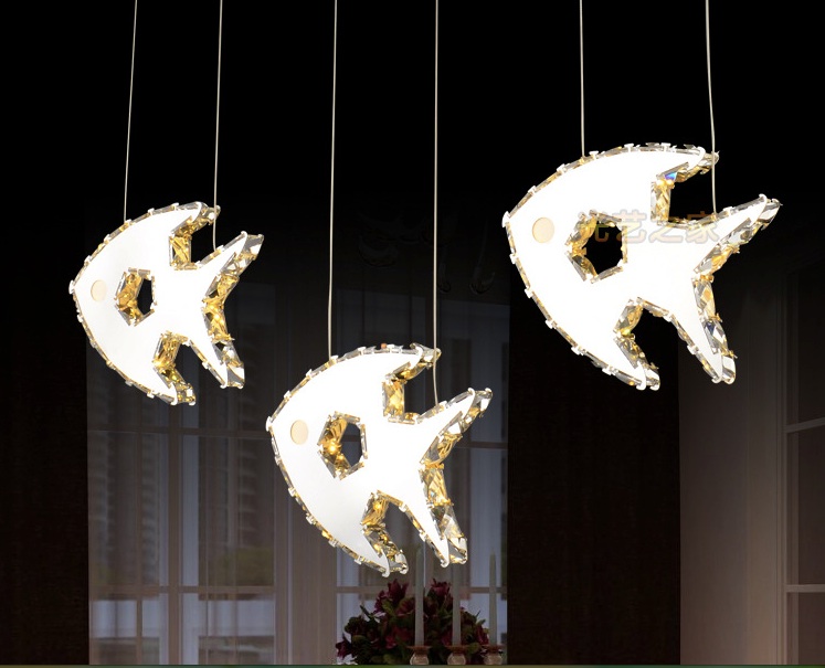 led modern fish design crystal ceiling light fitting crystal lamp guarantee fast