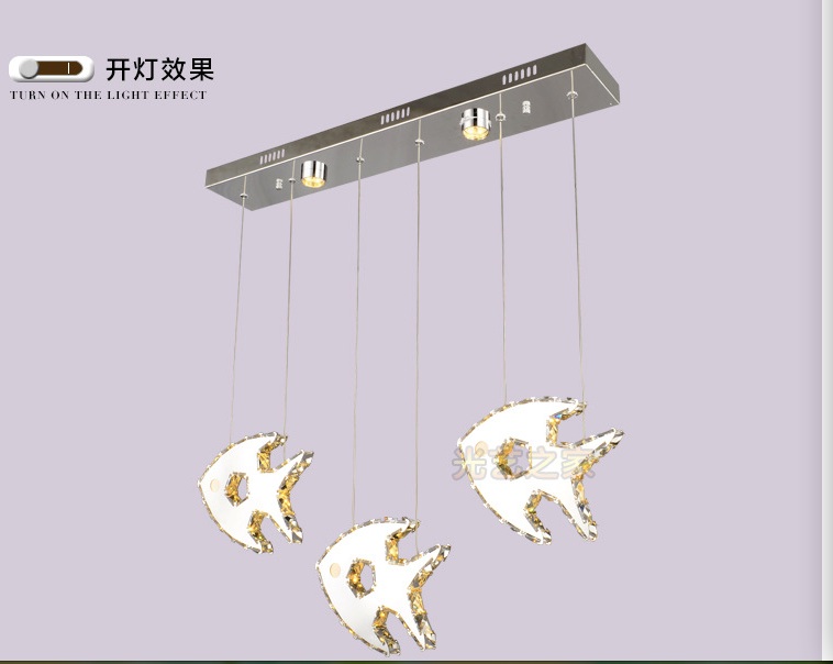 led modern fish design crystal ceiling light fitting crystal lamp guarantee fast