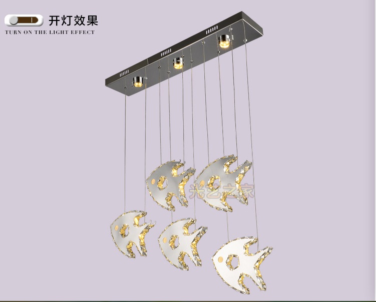 led modern fish design crystal ceiling light fitting crystal lamp guarantee fast