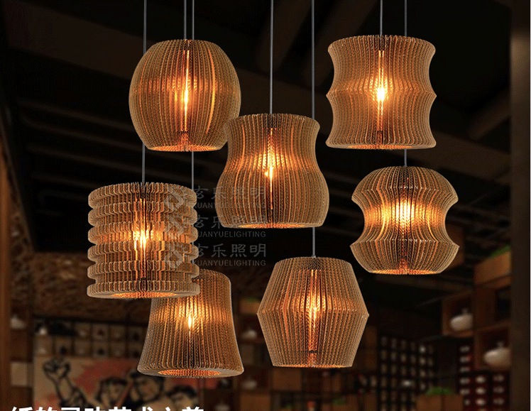 loft style nordic pendant creative pastoral clothing store coffee hall paper pendant vintage lighting