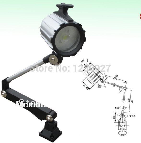 long arm 280mm+220mm cob 9w led machine work lamp drilling table lighting lamp with switch 220v 24v 12v 110v for optional