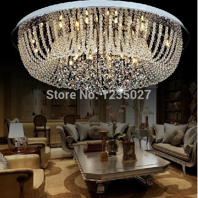 luxury ceiling light for living room crystal chrome ceiling crystal lamp led remote control ceiling round lighting lamps