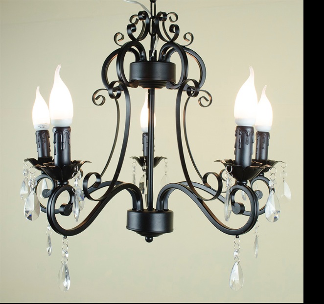 modern brief europe white/black lamp body crystal chandeliers diameter 58cm 5 arms e14 light source