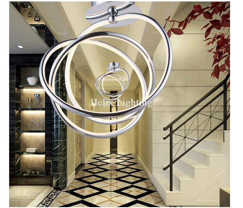 modern chrome led ceiling light fixture led ring lustre light large ac flush mounted led circles lamp lighting